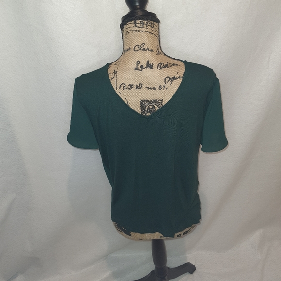 Women's Ann Taylor Loft Forest Green Blouse Small - Picture 3 of 8